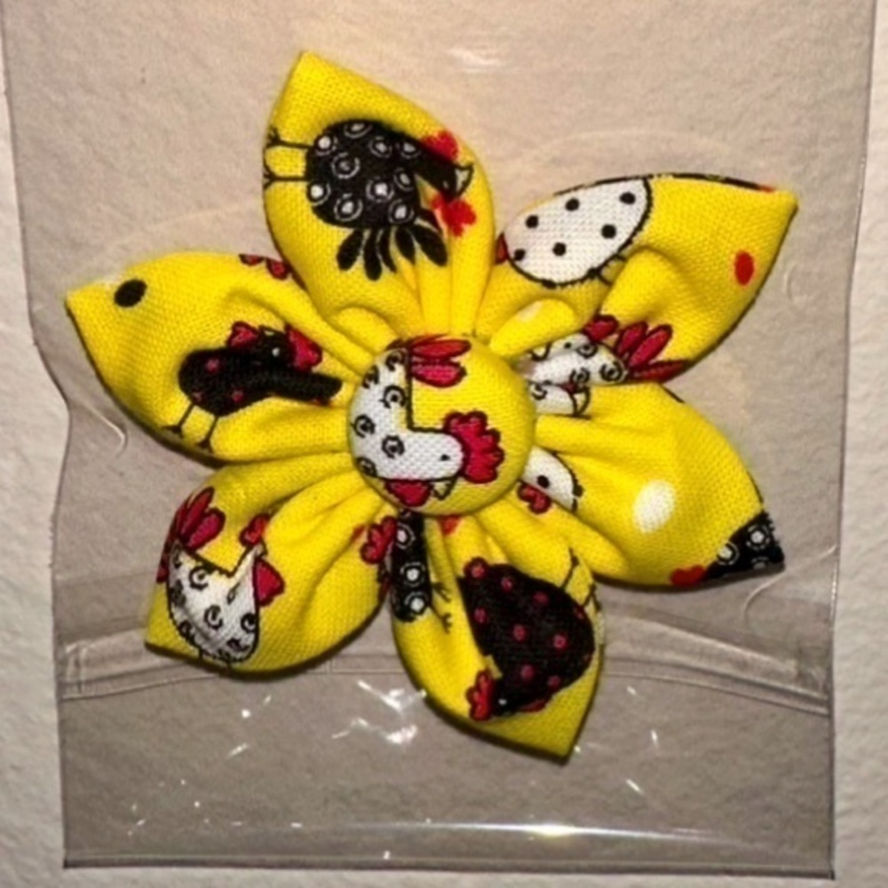 2/$10 Chicken yellow over the collar dog flower accessory new